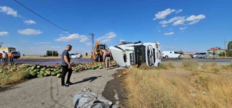 Muş Hasköy'de Karpuz Yüklü Tır Devrildi: Yüzlerce Karpuz Parçalandı mus haskoyde karpuz yuklu tir devrildi yuzlerce karpuz parcalandi habermeydan